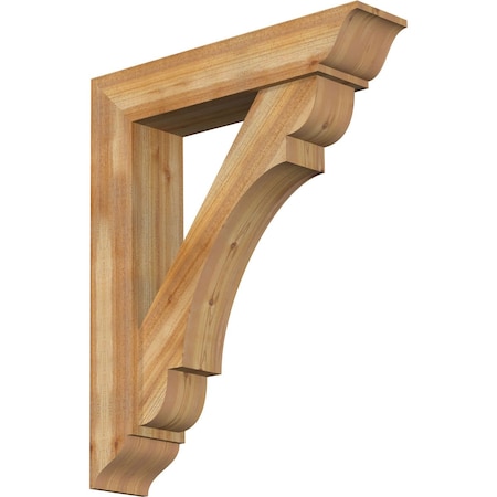 Ekena Millwork Olympic Traditional Rough Sawn Bracket w/ Offset Brace, Western Red Cedar, 8"W x 36"D x 44"H BKT0806X36X44OLY01RWR